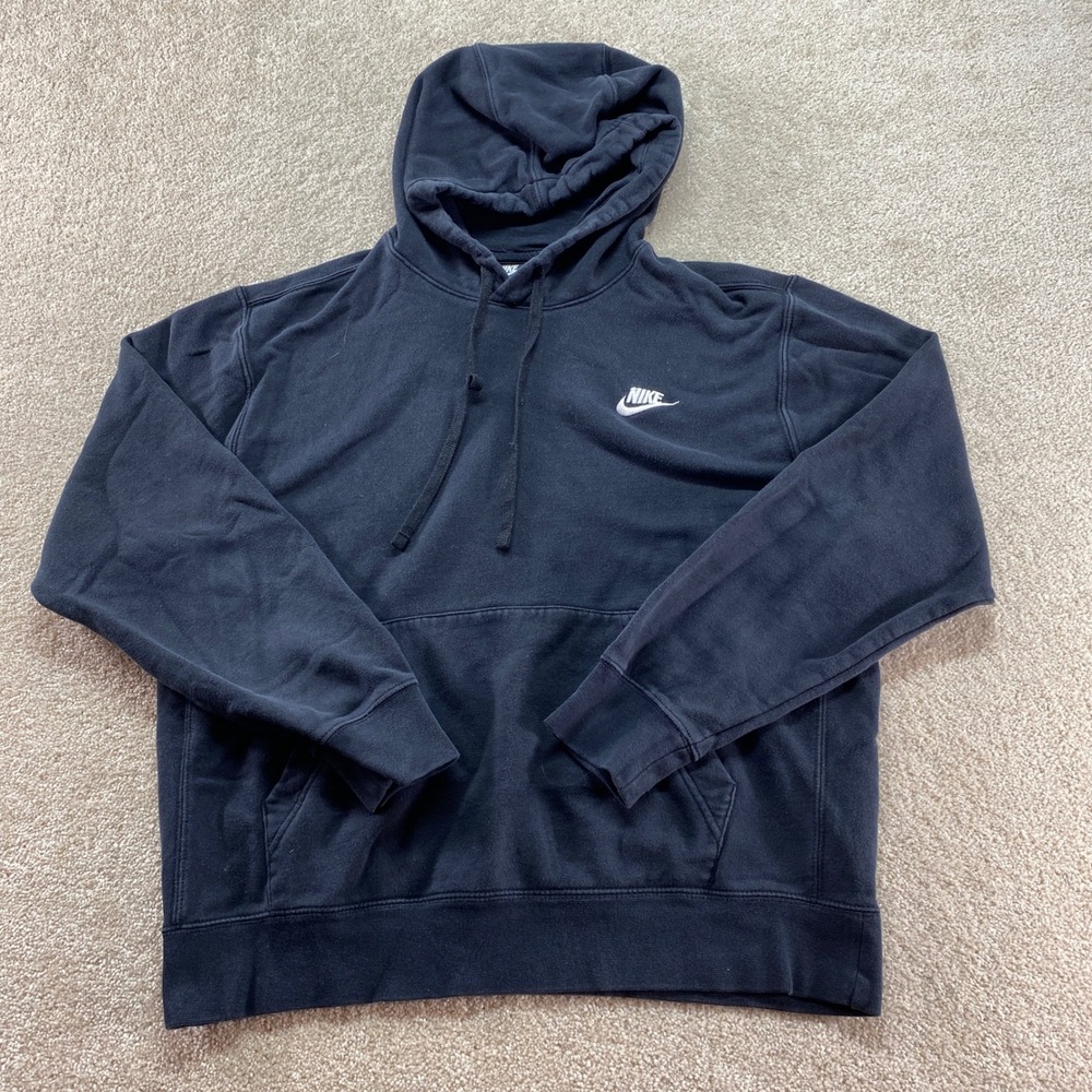 Nike Sweatshirt Mens Size Medium Black Pullover Hoodie Logo‎ Athletic
